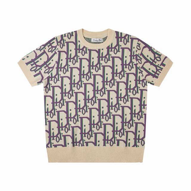 Style number: Y181 Dior knitted round neck sweater with full jacquard print and