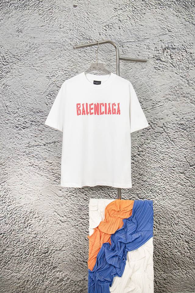 Style number: Y140 Balenciaga 3D leather label hot-stamped short-sleeved T-shir
