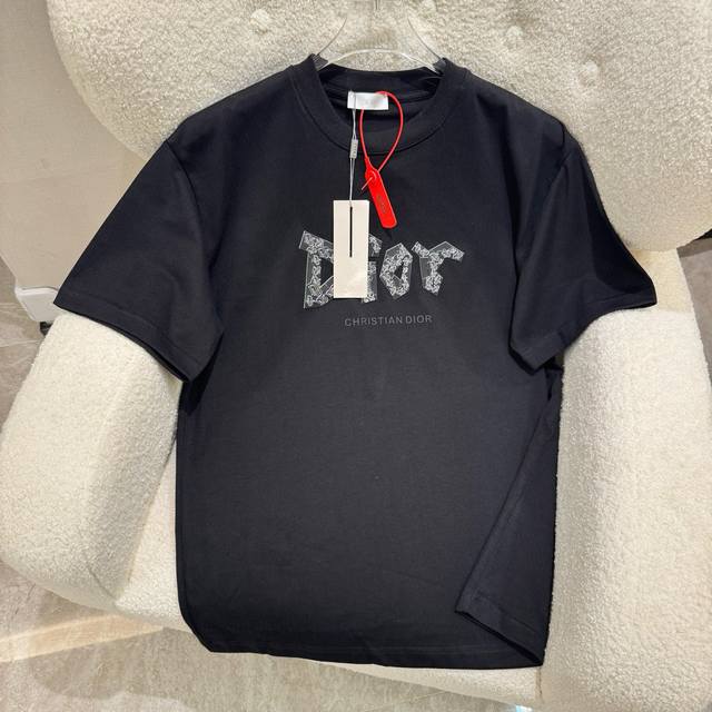 Dior New summer round-neck thick rubber three-dimensional short-sleeved T-shirt