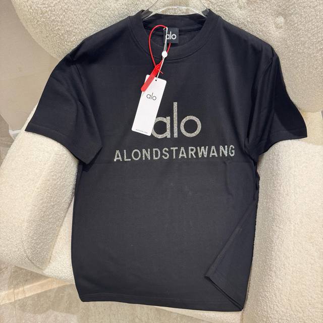 Alo -Alo 25Ss new spring and summer round neck loose three-dimensional hot diamo