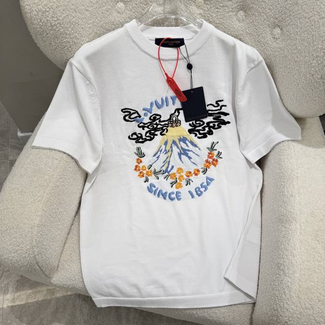 Louis VuittonLv Fw25 Phareel*Nigo joint knitted short-sleeved spring and summer