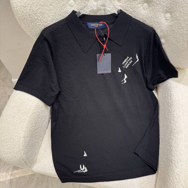 Louis Vuitton25Ss new sailboat logo embroidered short-sleeved T-shirtSmooth sail