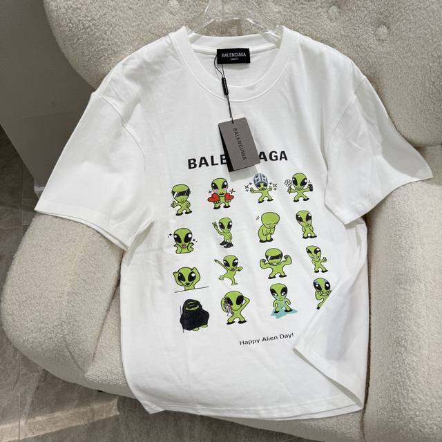Balenciaga Balenciaga 25Ss Summer Paris 260g Short T-shirt A digitally drawn cut