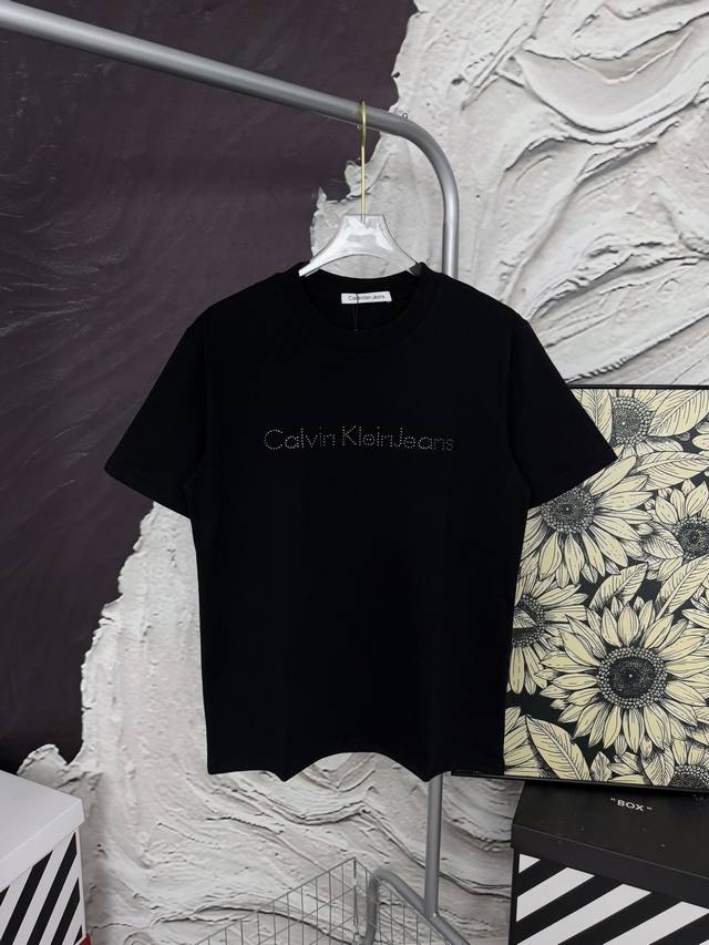 Style No. Aa32 Ck Chest Alloy Diamond Letter Short Sleeve Calvin Kleinck Counte