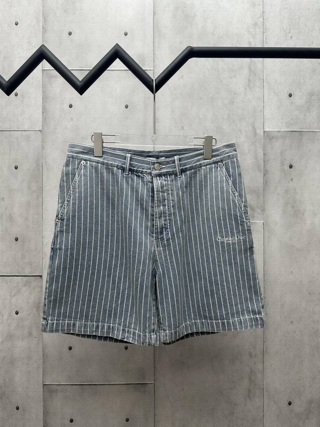 Dior Dior 2025Ss new embroidered blue striped shorts Size: 46 48 50 52 DDD