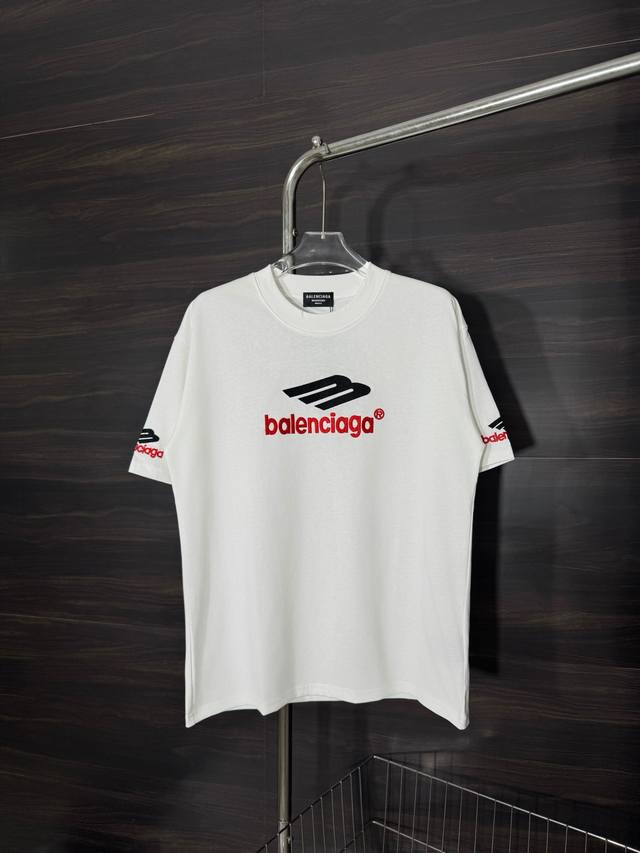 Style number: He254 Balenciaga-Balenciaga 3M embroidered round neck short sleev
