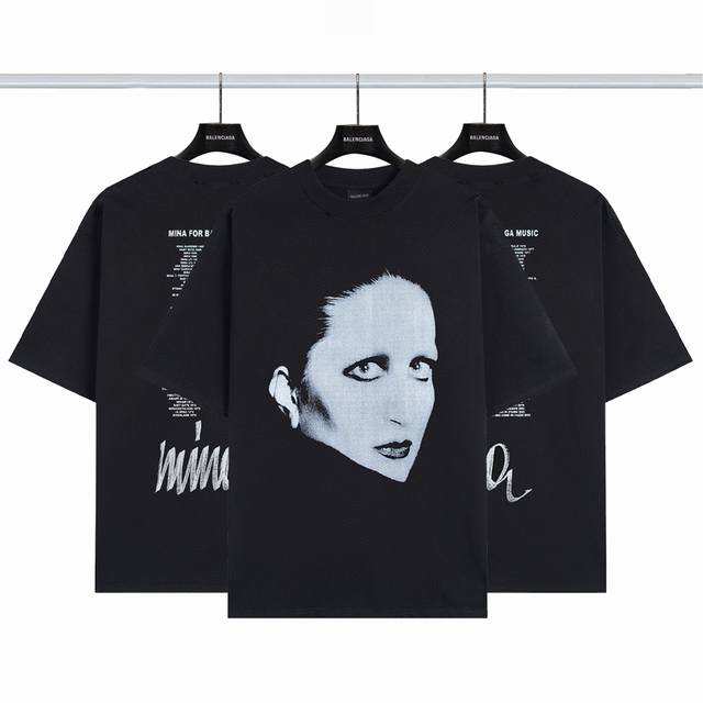 Balenciaga singer Mia co-branded direct spray short sleeves Color: Black Size: