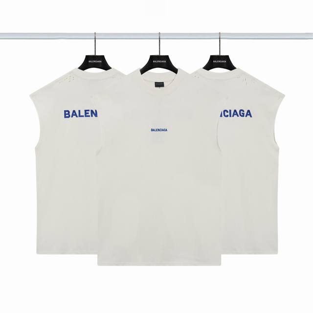 Balenciaga front and back letter embroidery destroyed short sleeves Color: Apri