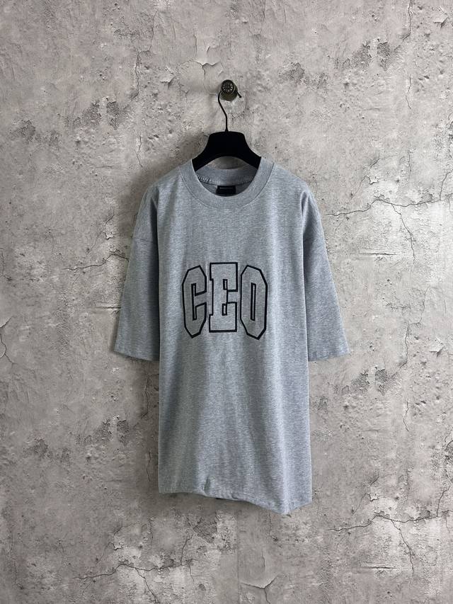 Balenciaga chest patch embroidery Ceo short sleeve Color: gray Size: Xs-L DDD