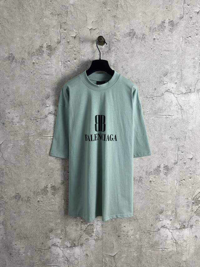Balenciaga Double B Logo Short Sleeve Color: Water Green Size: Xs-L DDD
