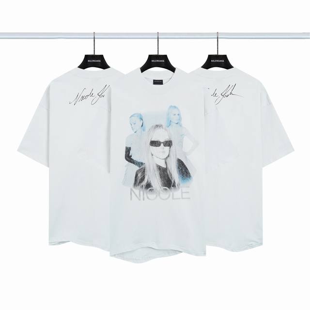 Balenciaga spokesperson series Nicole printed short sleeves Color: Washed gray