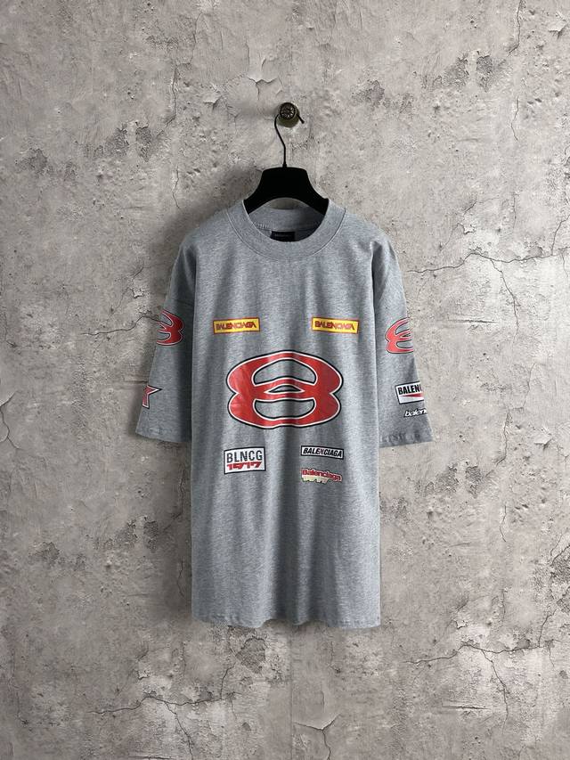 Balenciaga Double Circle Series Team Logo Short Sleeve Color: Gray Size: Xs-L D
