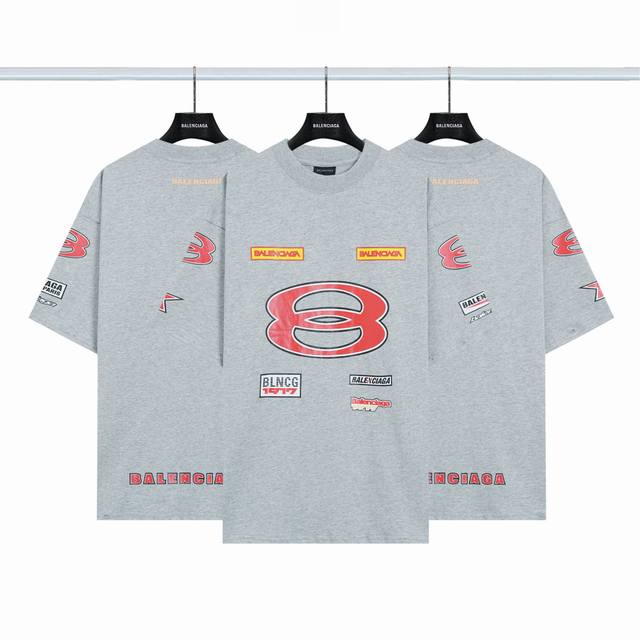 Balenciaga Double Circle Series Team Logo Short Sleeve Color: Gray Size: Xs-L D