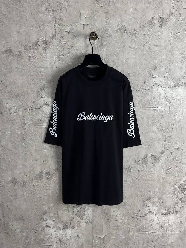 Balenciaga classic logo sleeve embroidered short sleeves Color: Black Size: Xs-