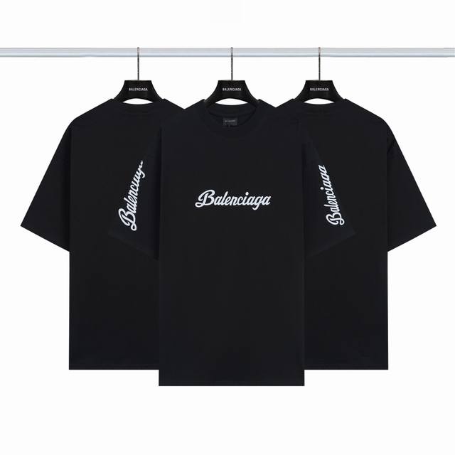 Balenciaga classic logo sleeve embroidered short sleeves Color: Black Size: Xs-