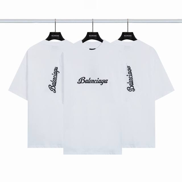 Balenciaga classic logo sleeve embroidered short sleeves Color: White Size: Xs-