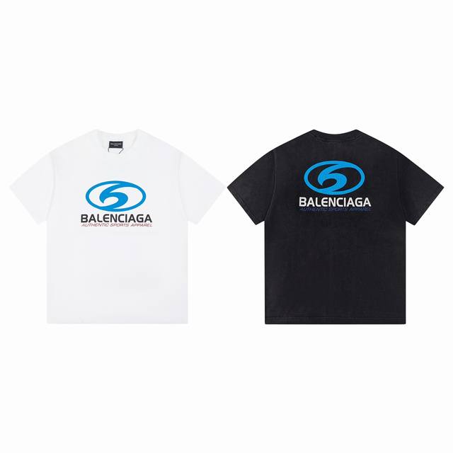 Model M56 Paris 100 Balenciaga Ss Blurred Logo Direct Inkjet Printed Short Slee