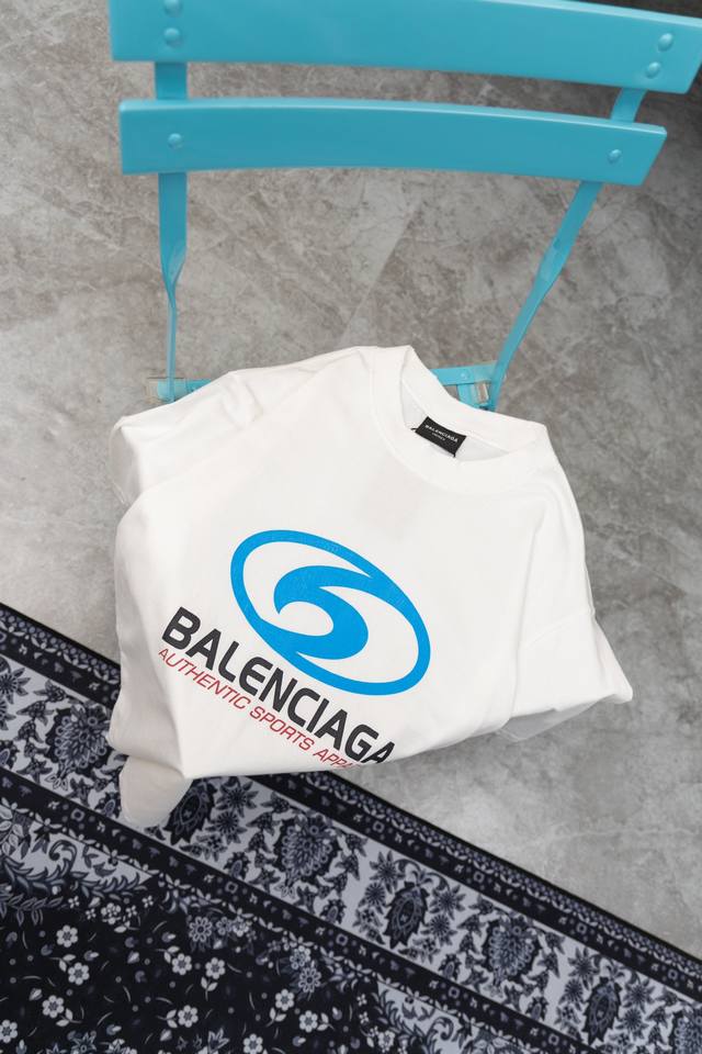 Model M56 Paris 100 Balenciaga Ss Blurred Logo Direct Inkjet Printed Short Slee