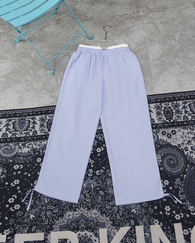 Model M821 Miumiu Miumiu Miu Miu's new double waist striped wide leg pants Fairy