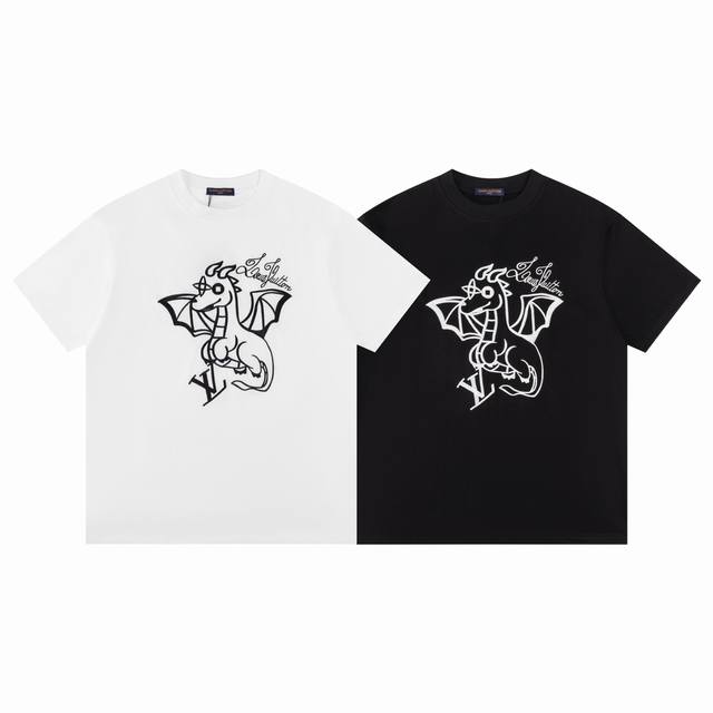 F07 Lv Louis Vuitton Charmander series Tamron letter embroidered short-sleeved