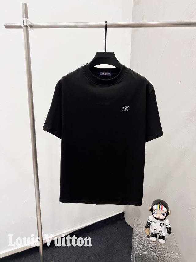 F37 Lv Lv Louis Vuitton 2025 new embossed letter logo unisex short-sleeved T-sh