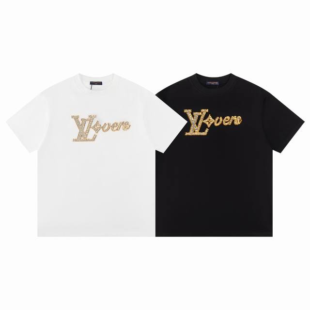 F30 Lv100 Louis Vuitton*Louis Vuitton new heavy sequin embroidery short-sleeved