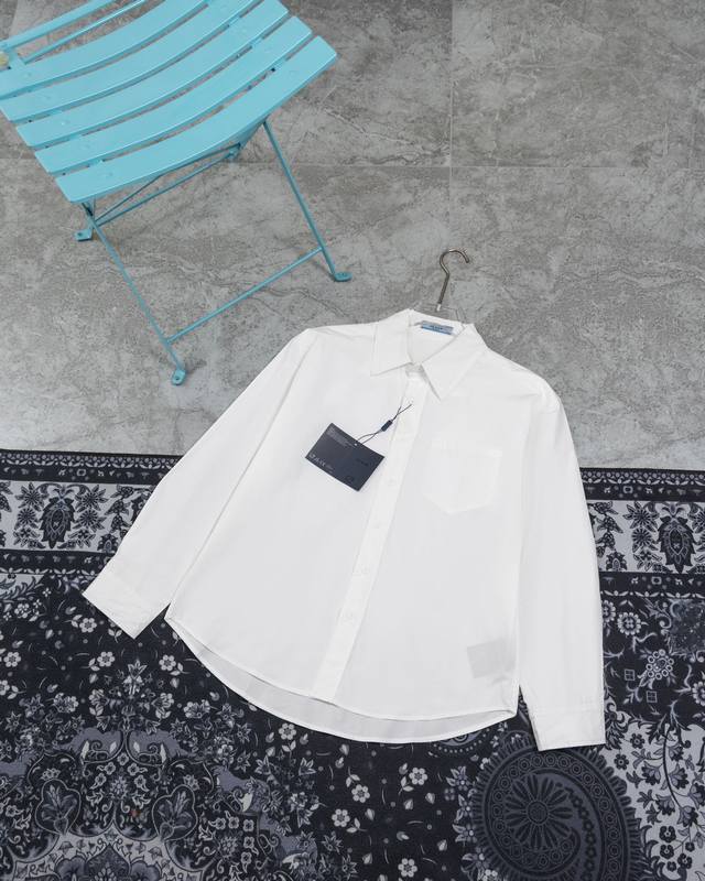 M679 Prada Prada top quality new white shirt with embroidered logo on the back s