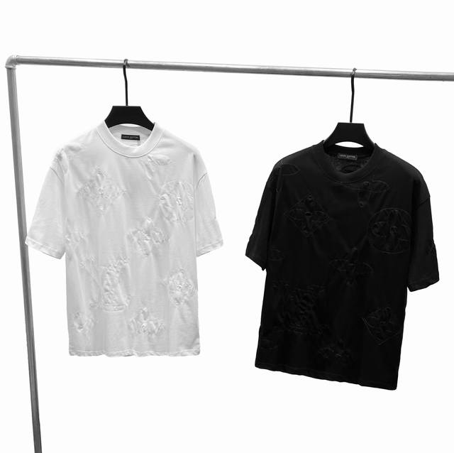 F52 Lv110 Louis Vuitton heavy-duty full-print logo embroidery knitted short-sle