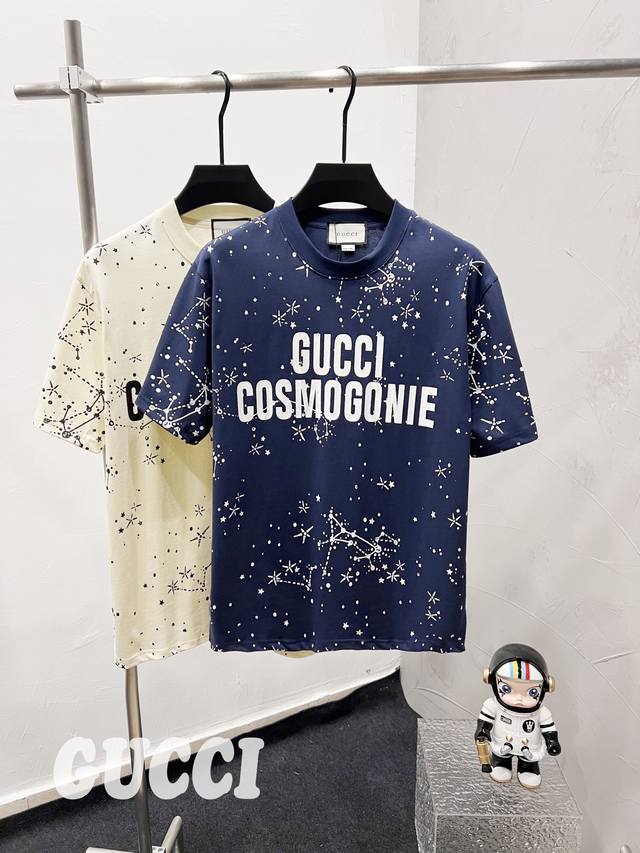 F75 Gucci 90 Gucci pure cotton round neck short-sleeved T-shirt Classic full-pr
