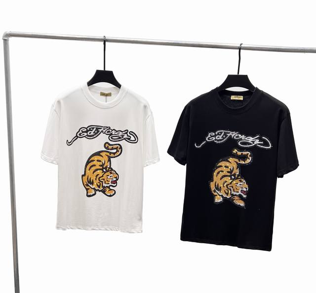 F82 Downhill Tiger Downhill Tiger Ed Hardy watermark hot diamond round neck sho