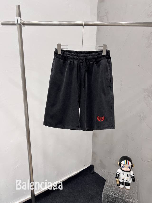 Style D53 Paris 120 Blcg Balenciaga wheat ear embroidered washed shorts The fab