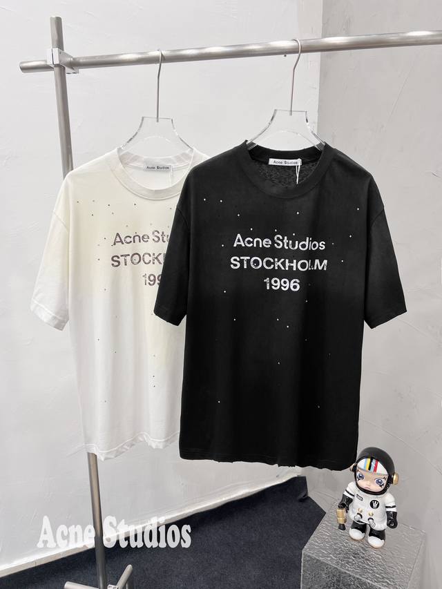 F36 Ance Acne limited hot diamond dirty washed distressed short sleeves Custom