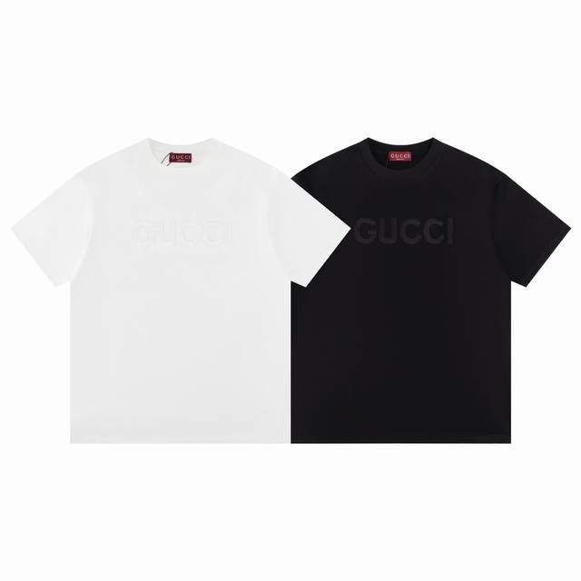 F12 Gucci90 Gucci solid color Logo letter embroidered round neck short sleeve T