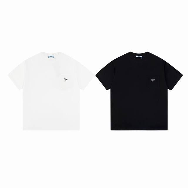 M331 Prada short sleeve 90 Prada classic triangle logo pocket short sleeve T-shi