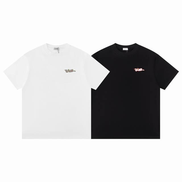 F08 Dior90 Top-grade high-end Dior apple snake embroidered chapter short sleeve