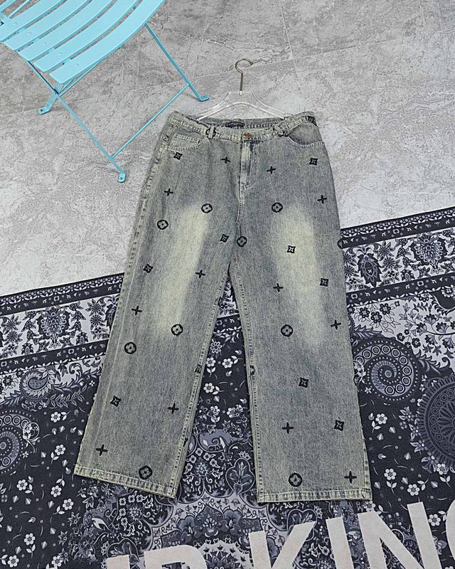 model M828 Lv Louis Vuitton Lv washed high-end embroidered Logo jeans Top quali