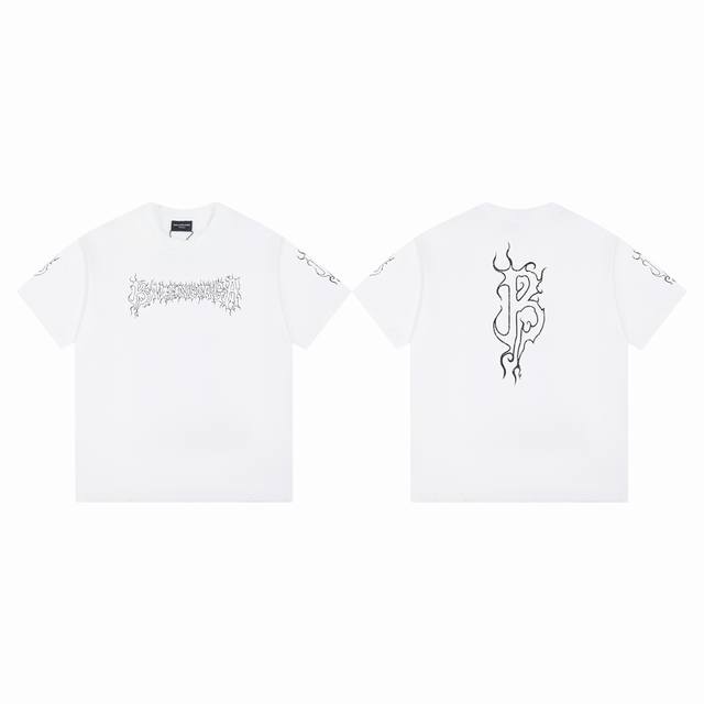 Model M46 Paris Balenciaga Ss Blurred Logo Direct Inkjet Printed Short Sleeve T