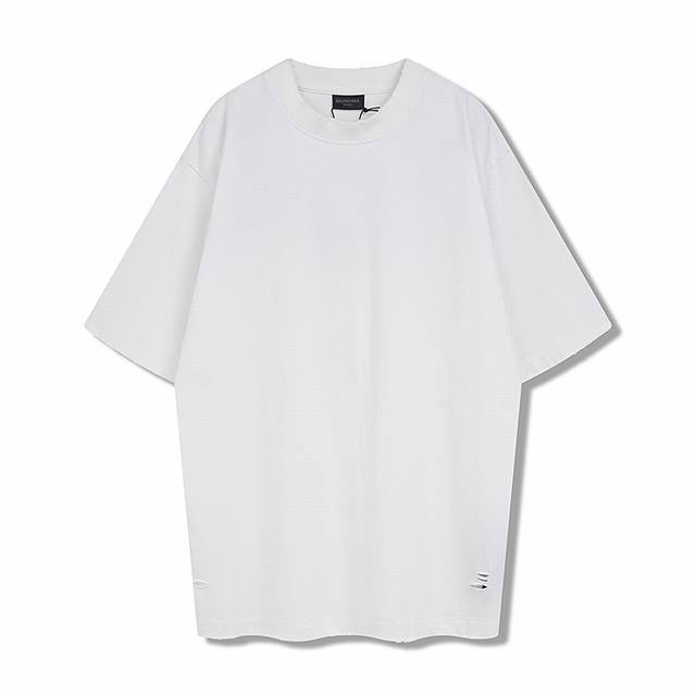 Blcg Balenciaga short-sleeved T-shirt, the letters and worn ink prints on the ba