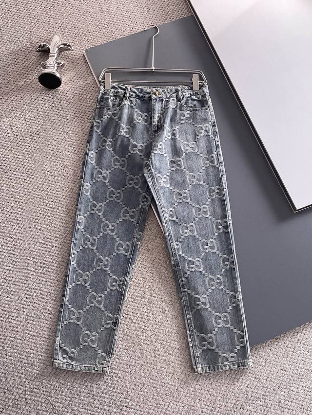 Gucci 2025 new product, original jeans, brand classic logo design, three complet