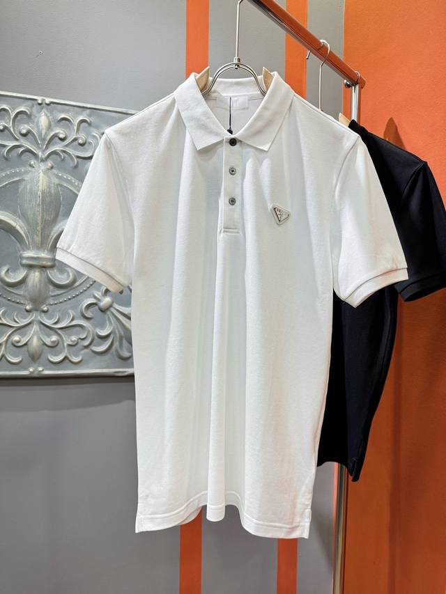 Prada Prada 2025 official spring and summer new men's lapel short-sleeved Polo s