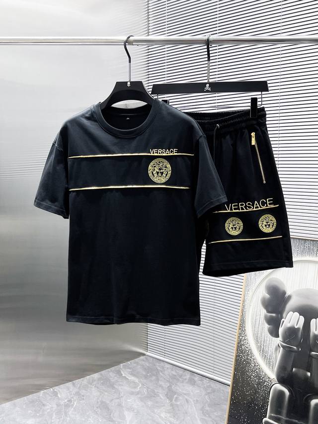 Versace 2025Ss new summer casual short-sleeved shorts suit, high-end version! Cu
