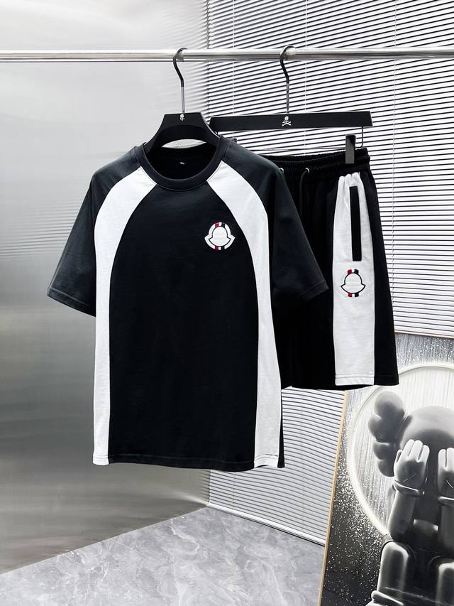 Moncler 2025Ss new summer casual short-sleeved shorts suit, high-end version! Cu