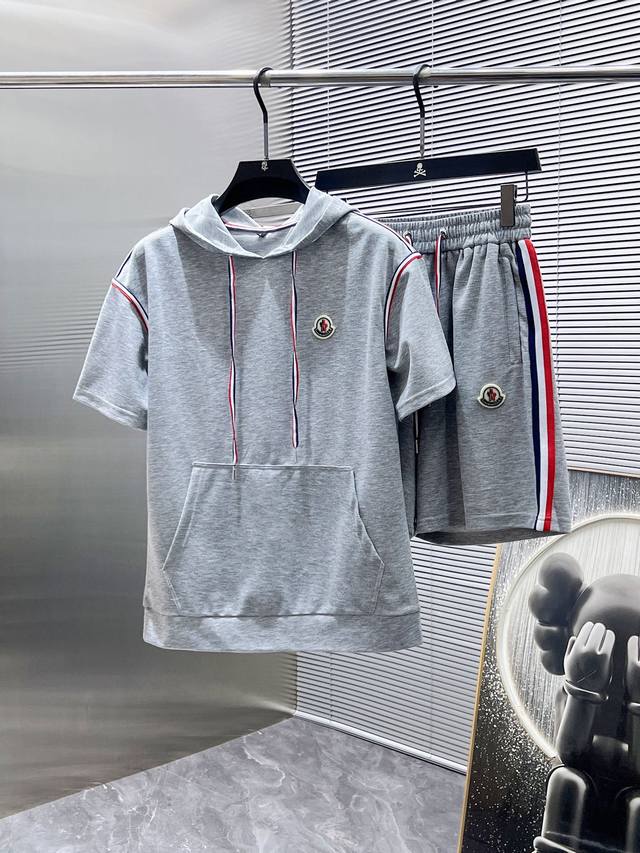 Moncler 2025Ss new summer casual short-sleeved shorts suit, high-end version! Cu
