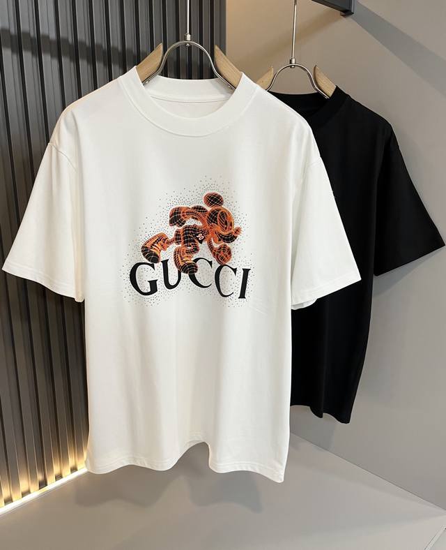 Gucc* Gujia 2025 spring and summer new unisex couple's casual loose cotton round