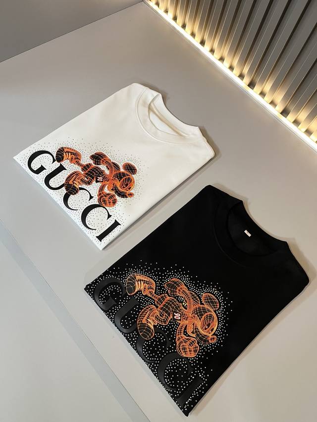 Gucc* Gujia 2025 spring and summer new unisex couple's casual loose cotton round