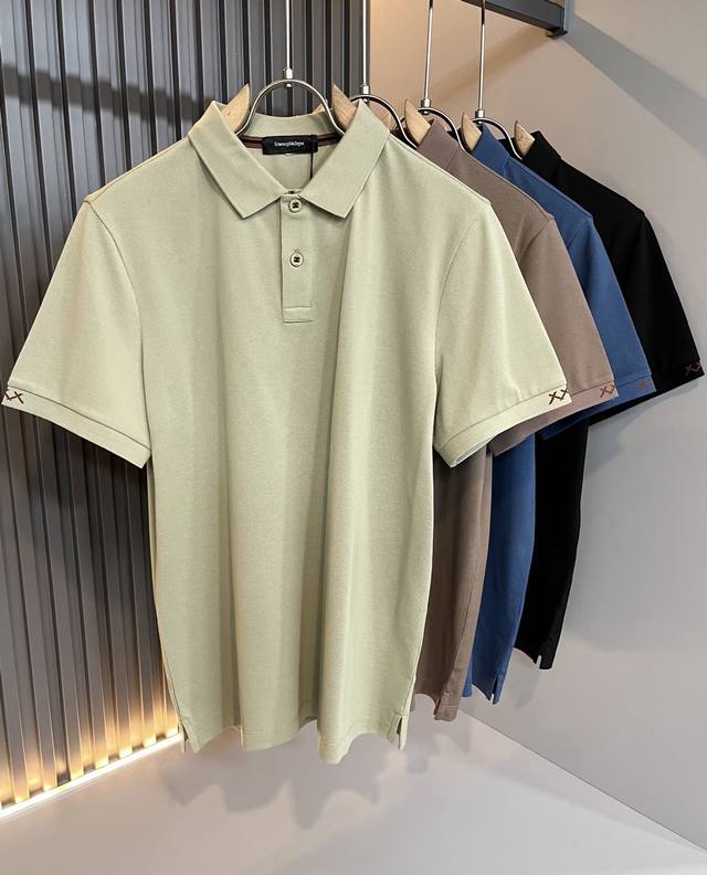 Ermenegildo Zeg*A 2025 Spring/Summer new men's casual Polo short sleeves, foreig