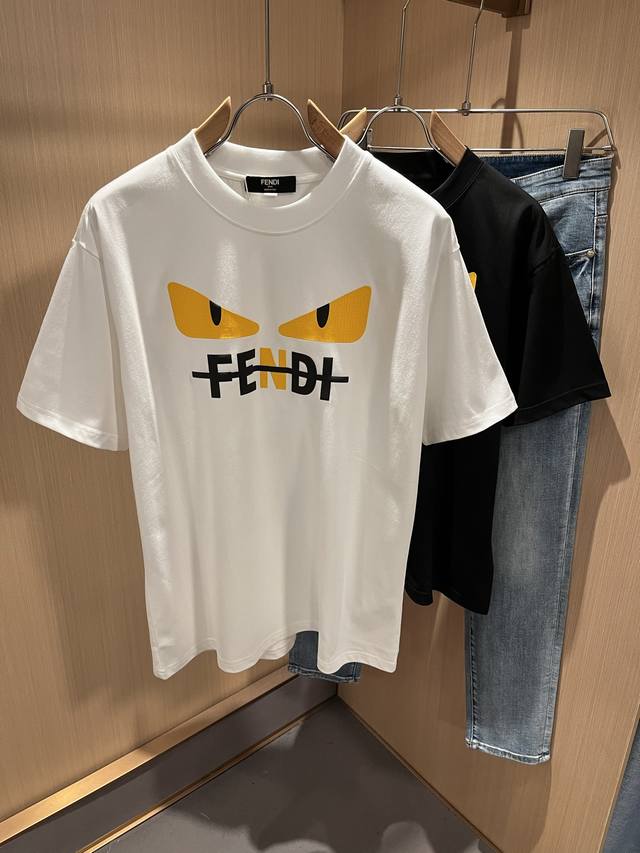 Fen*I Fendi 2025 spring and summer new Fd family Ff men's and women's short-slee