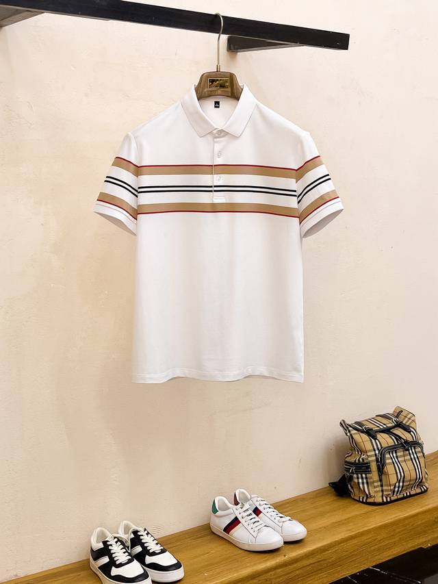BURBERRY 25Ss new spring and summer short-sleeved lapel T-shirt Polo, the highes
