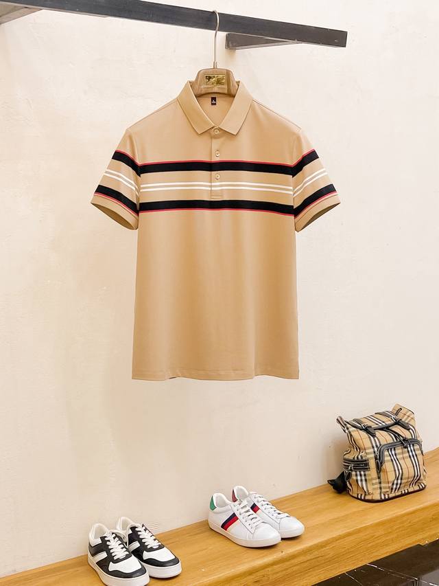 BURBERRY 25Ss new spring and summer short-sleeved lapel T-shirt Polo, the highes