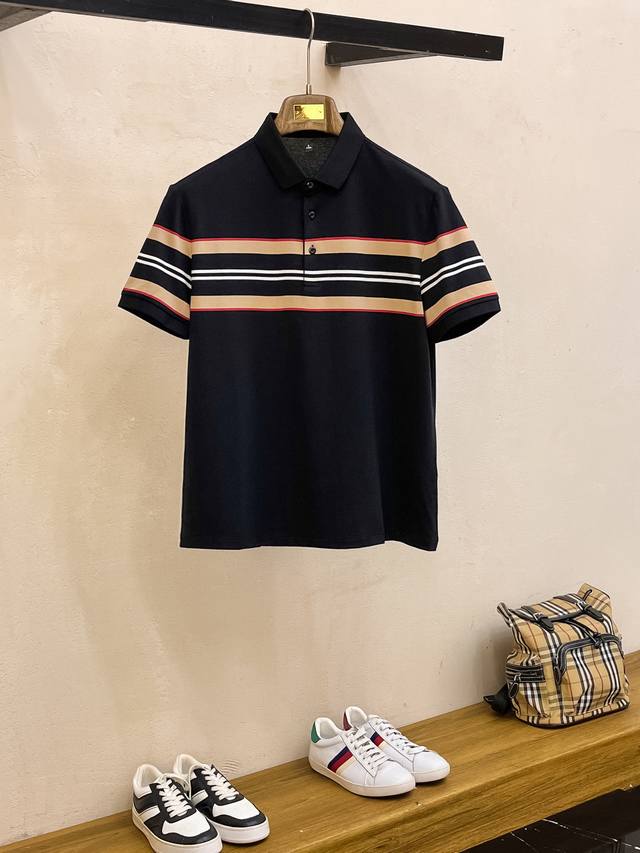 BURBERRY 25Ss new spring and summer short-sleeved lapel T-shirt Polo, the highes